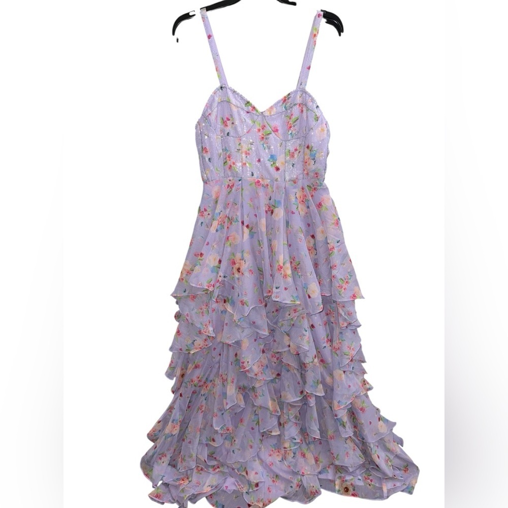 Lavender Floral Ruffle Maxi Dress - Women - Picture 3 of 8